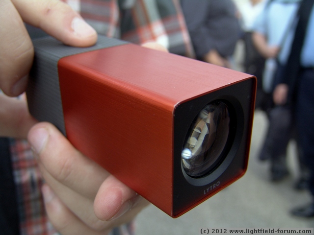 The Limited Edition Lytro camera: Orange, with a brushed metal finish.