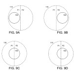 Fig. 9 from the patent application shows a two-filter module (big circles) in different positions relative to the detector subarray (small circle). (picture: Shroff & Berkner 2014)